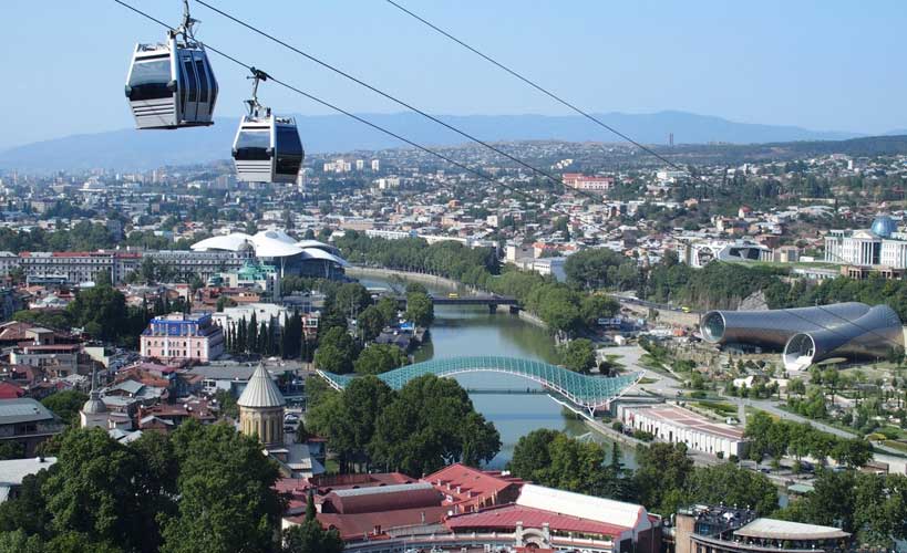 panoramic view of the Tbilisi from a cable car