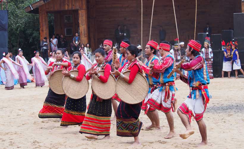 Dancers in traditional dress in Nagaland