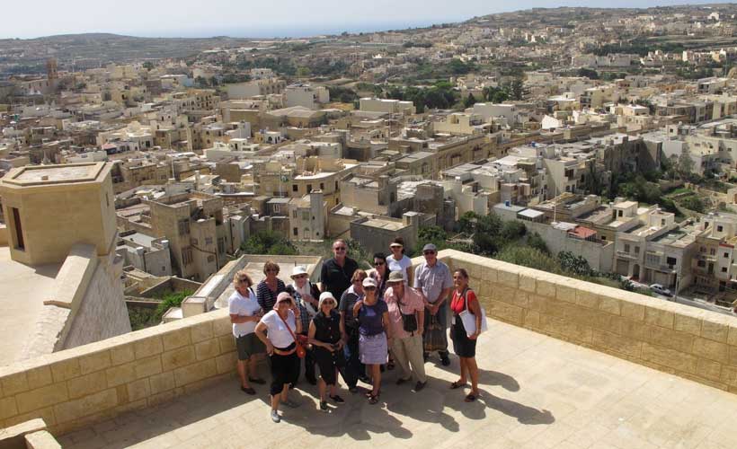 View of our group and rooftops of Valletta