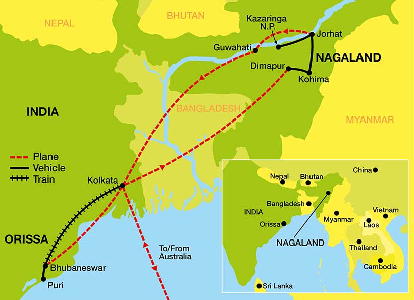 Tour Map of Nagaland and North East India