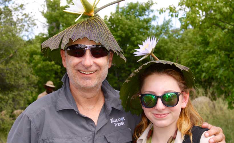 Brett and Holly Goulston with lily pad hats